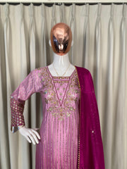 Party-wear Chinon Silk Printed With Sequence Embroidery Work Dress