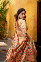 Traditional Silk Paithani Zari Weaving Work With Lace Border Lehenga Choli
