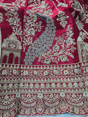 Beads Handwork Rani Hot Pink, Maroon Cherry Red, Rust Orange Latest Bridal Lehenga