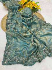 Party-wear Trending Beads Work Fendy Satin Silk Saree