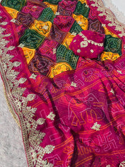 Beautiful Bandej With Traditional Foil Gotapatti Work Saree