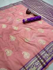 Beautiful Pure Banarasi Silk With Golden Zari Weaving Saree