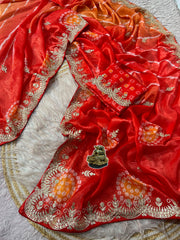 Festival Trending Space Silk Bandhej & Lehriya Printed Saree