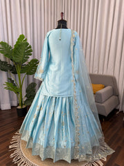 Party-wear Japan Satin Thread With Sequence Work Sharara