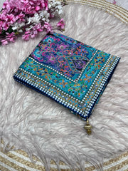 Beautiful Digital Printed Mirror Work Saree