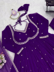 Festive Season Special Red Georgette Thread With Sequence Work Gown