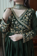 Festive Special Blooming Vichitra Silk Beads & Sequence Embroidery Work Gown