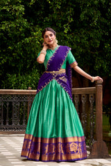 Traditional Poly Cotton Zari Weaving Work Lehenga Choli