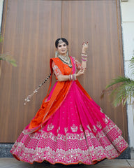Beautiful Bride's Special Georgette Thread With Sequence Work Lehenga Choli