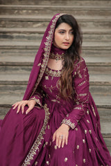 Partywear Chinon Silk Rich Sequence Embroidery Work Fully Stitched Sharara Suit