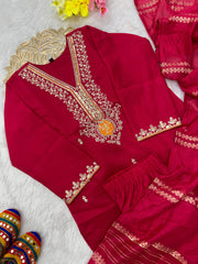 Beautiful Vatican Silk Embroidery With Sequence Work Dress