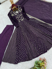 Festive Special Crunchy Silk Embroidery Sequence Work Anarkali Gown