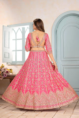 Party-wear Chinon Silk Embroidery Sequence Codding Designer Work Lehenga Choli
