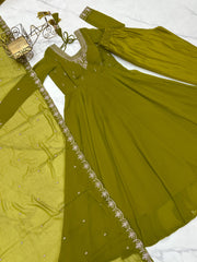 Pure Soft Georgette Embroidery Work Gown