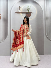 Festival Special Chinon Silk Embroidery Coding Sequence & Thread Work Lehenga With Kurti