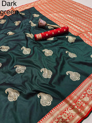 Beautiful Pure Banarasi Silk With Golden Zari Weaving Saree