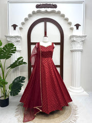 Festive Special Chanderi Jacquard Butti Designer Anarkali Gown
