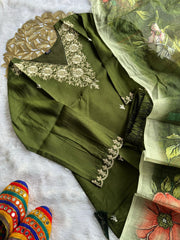 Beautiful Roman Silk Embroidery With Sequence Work Dress