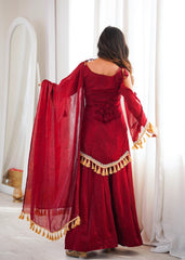 Party-wear Doremon Crush With Real Mirror Work Lace Border Suit