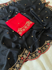Beautiful Rangoli Silk Embroidery Thread & Zari Work Saree