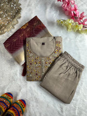 Beautiful Roman Silk Embroidery Sequence Work Dress