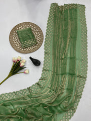Party-wear Fendy Silk Space Silk With Jarkhan Work Saree