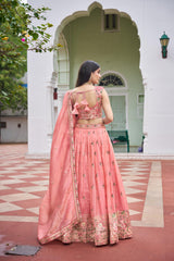 Beautiful Premium Gold Crush Thread Embroidery With Sequence Work Lehenga Choli