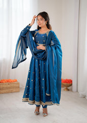 Party-wear Fendy Silk Coding With Sequence Work Gown