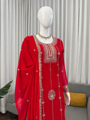 Elegant Ethnic Georgette Thread With Sequence Work Suit