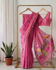 Beautiful Soft Muga Floral Type Rich Weaving Pallu Saree