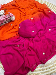 Beautiful Nazbin Chiffon Kutdana Work Saree