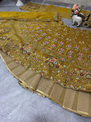 Wedding Wear Gold Crush Embroidery Sequence Work Lehenga Choli