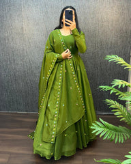 Beautiful Zipsy Silk Embroidery & Sequence Work Gown