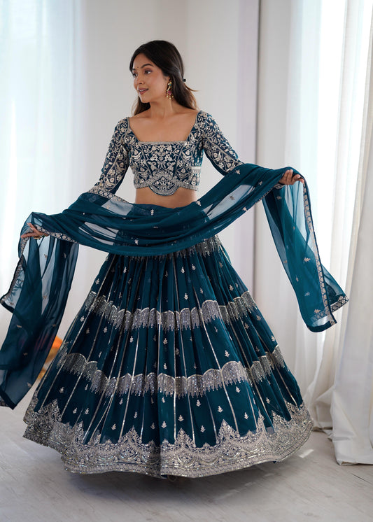 Party-wear Georgette Thread & Sequence Work Lehenga Choli