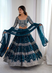Party-wear Georgette Thread & Sequence Work Lehenga Choli
