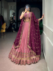Royal Perfect Blend Georgette Zari Sequence Resham Embroidery Work Lehenga Choli
