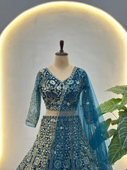 Royal Butterfly Net Sequence & Coding Embroidery Work Lehenga Choli
