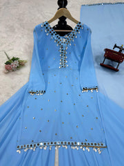 Beautiful Georgette Thread with Sequence With Real Mirror Suit