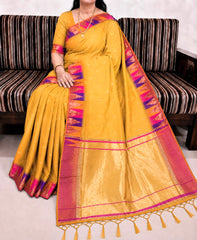 Beautiful Khadi Row Silk Minakari Weaving Saree