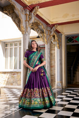 Traditional Tasar Silk Printed With Foil Work Lehenga Choli