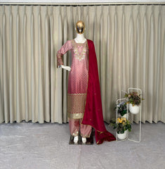 Party-wear Chinon Silk Printed With Sequence Embroidery Work Dress