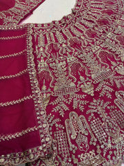 Designer Wedding Wear Deep Red Embroidered Lehenga Choli