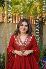 Festive Special Cosmos Mirror With Embroidery Work Sharara