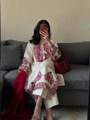 Designer Party-wear Roman Silk Embroidery Work Suit