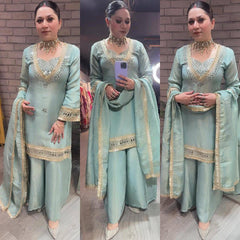 Party-wear Cosmos Real Mirror Embroidery Work Sharara