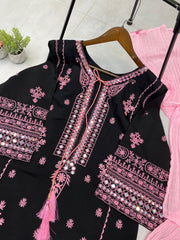 Party-wear Designer Roman Silk Embroidery With Real Mirror Work Suit
