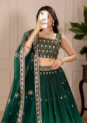 Beautiful Simmer Silk Embroidery Thread & Sequence Work Lehenga Choli