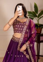 Beautiful Simmer Silk Embroidery Thread & Sequence Work Lehenga Choli