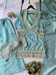 Party-wear Cosmos Real Mirror Embroidery Work Sharara
