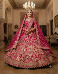 Trending Premium Silk With Intricate Peacock Designer Bridal Lehenga